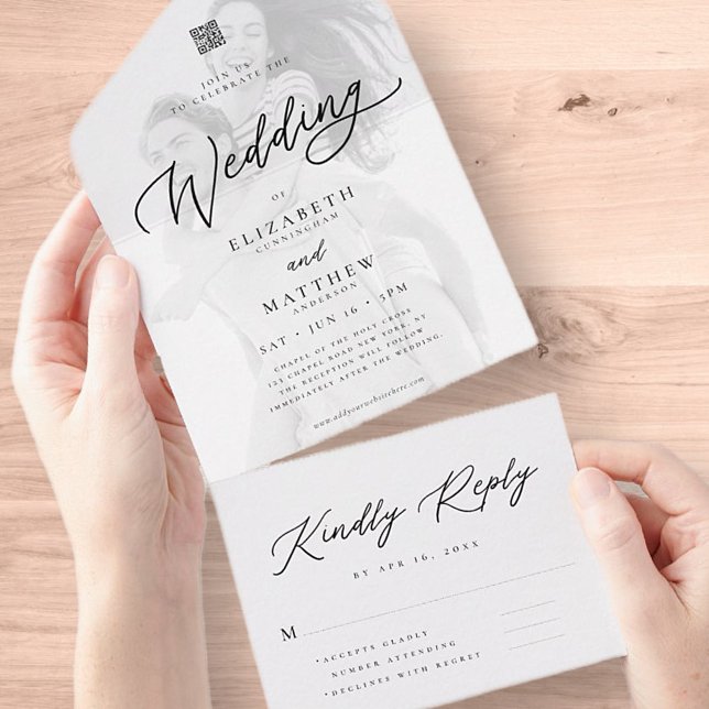 Modernes, elegantes QR-Foto All In One Einladung (Von Creator hochgeladen)