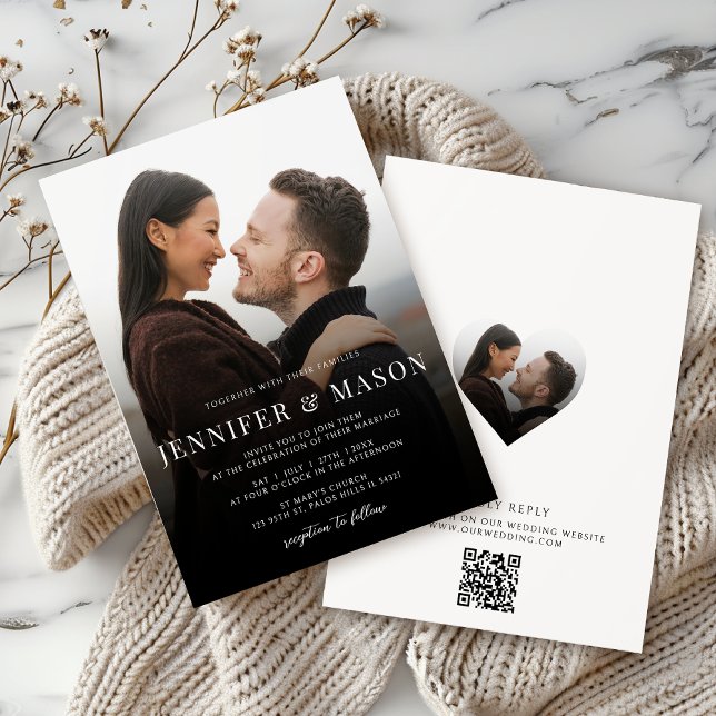 Modernes elegantes QR UAWG Website Wedding Foto Einladung (Von Creator hochgeladen)