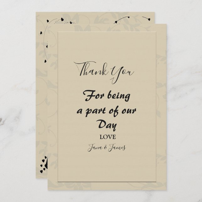 Modernes Elegantes Romantisches Dankeschön Einladung (Vorne/Hinten)