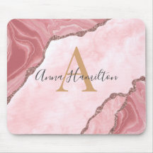 Modernes elegantes Rosa-Agate-Geode Monogram Mou