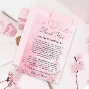 Modernes, elegantes Rosa blühen in Niedlichem Blis Dankeskarte