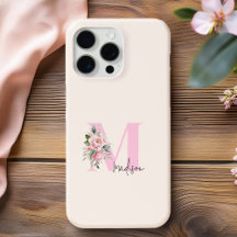 Modernes, elegantes rosa, florales Monogramm