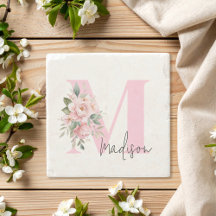 Modernes, elegantes rosa, florales Monogramm