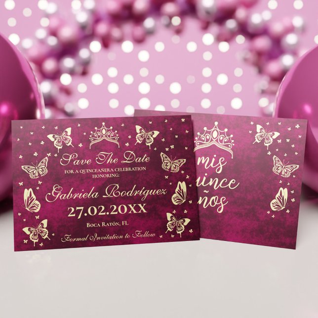 Modernes elegantes Rosa Gold 15 Jahre alt Quinceañ Save The Date (Modern Elegant Pink Gold 15 Years Old Quinceañera Save The Date)