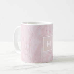 Modernes, elegantes rosa Marmormongramm Kaffeetasse
