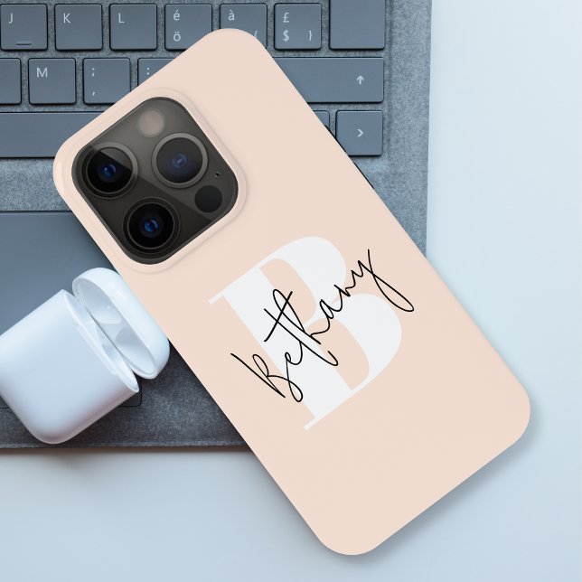 Modernes, elegantes Rosa Monogramm iPhone Hülle (Von Creator hochgeladen)