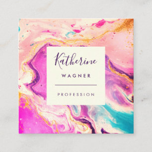 Modernes, elegantes Rosa Swirl Beruflich Quadratische Visitenkarte