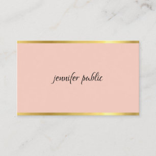 Modernes, elegantes rosa und goldenes, kursives Ha Visitenkarte