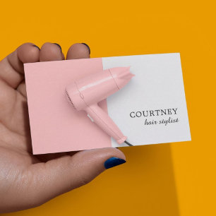 Modernes, elegantes Rosa Weißes Haar Stylist Foto Visitenkarte