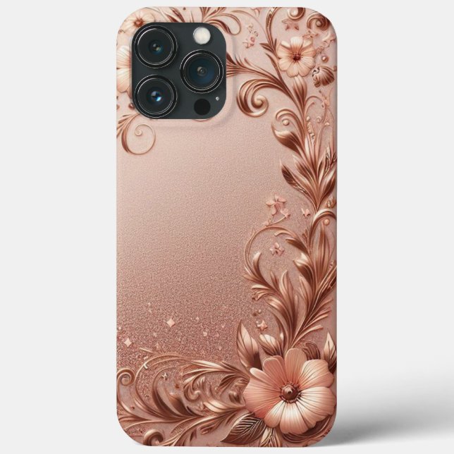Modernes, elegantes Rose mit Blumenkurve Case-Mate iPhone Hülle (Rückseite)