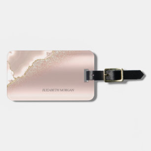 Modernes elegantes Roségold-Glitter-Marmor Gepäckanhänger
