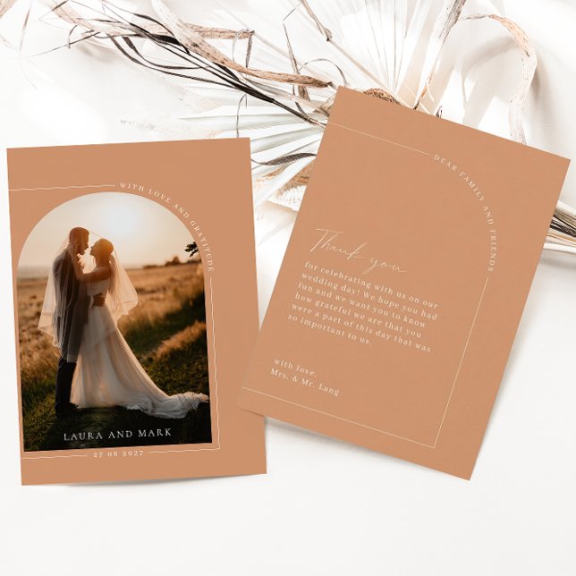 Modernes elegantes Rostbogen-Foto Danke Karte (Von Creator hochgeladen)