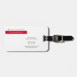 Modernes Elegantes Rotes Weiß Minimalistisch Gepäckanhänger