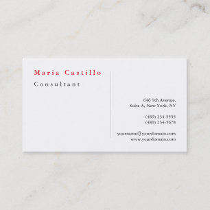 Modernes Elegantes Rotes Weiß Minimalistisch Schli Visitenkarte