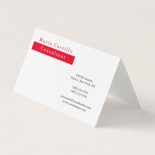 Modernes Elegantes Rotes Weiß Minimalistisch Visitenkarten