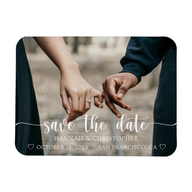 Modernes elegantes, Save the Date flexibles Foto M Magnet (Horizontal)