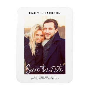 Modernes elegantes Save the Date Foto White Magnet