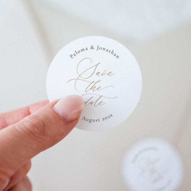Modernes Elegantes Save the Date Sticker mit Scrip (Von Creator hochgeladen)
