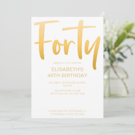 Modernes, elegantes, schlichtes, weißes 40. Geburt Einladung