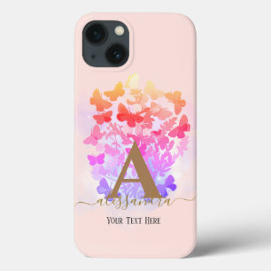 Modernes, elegantes Schmetterling-Monogramm-Rosa-N Case-Mate iPhone Hülle