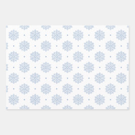 Modernes elegantes Schneeflockenmuster Winter Blau Geschenkpapier Set