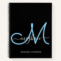Modernes, elegantes Schwarz-Blau-Script-Monogramm
