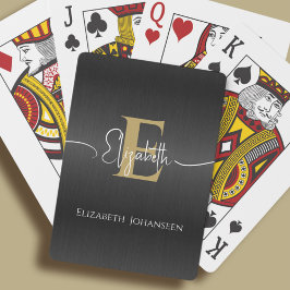 Modernes, elegantes Schwarz-Brushed-Metal-Gold-Mon Spielkarten