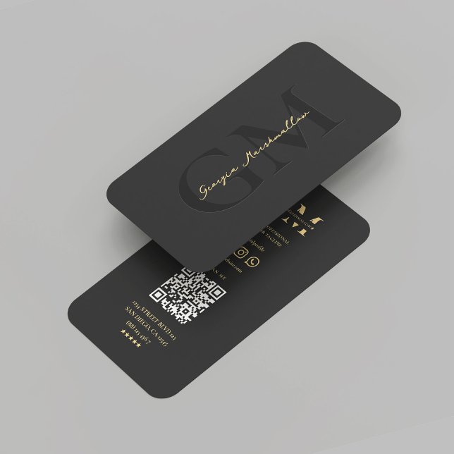 Modernes, elegantes Schwarz-Gold-Beruflich-Monogra Visitenkarte (Modern Marketing Professional Monogram Black Gold Business Card
)