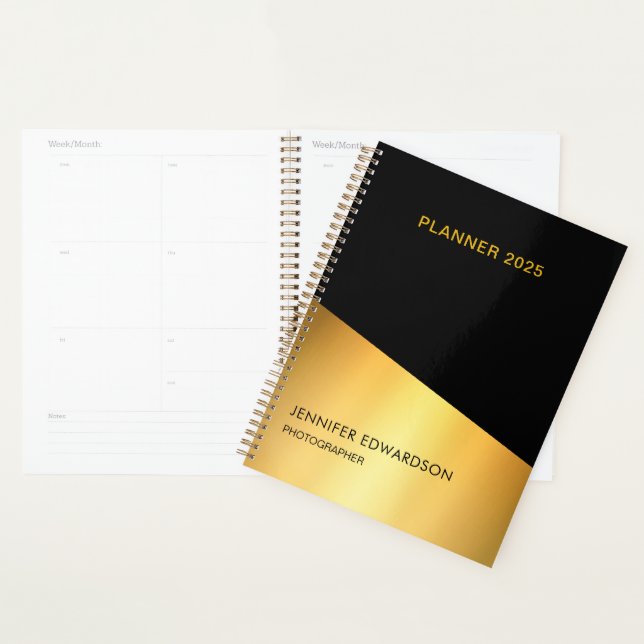 Modernes, elegantes Schwarz-Gold-beruflich Planer (Anzeige)