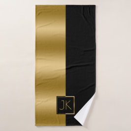 Modernes elegantes Schwarz & Gold geometrisches De Badhandtuch Set