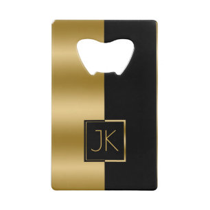 Modernes elegantes Schwarz & Gold geometrisches De Geldbeutel Flaschenöffner