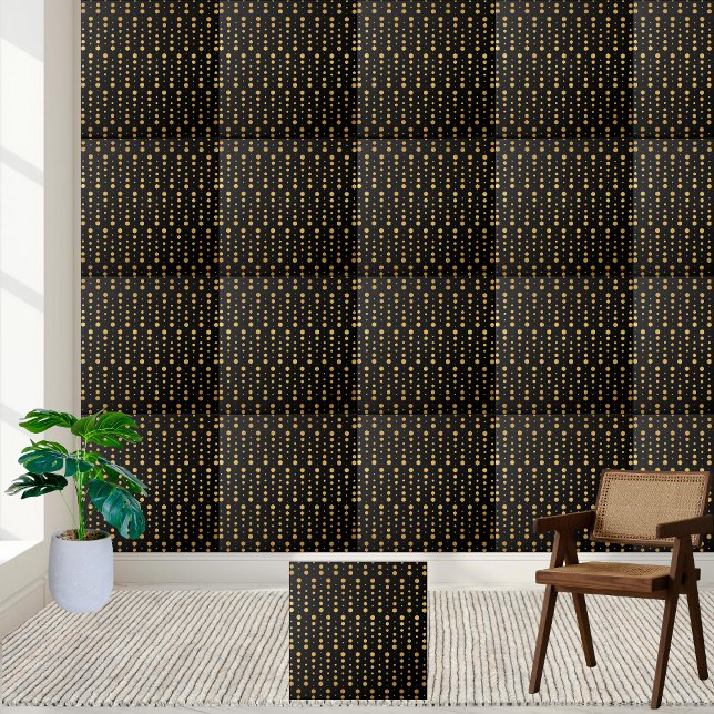 Modernes, elegantes Schwarz-Gold Geometrisches Hex Fliese (Modern Elegant Black and Gold Geometric Hexagon Ceramic Tile)