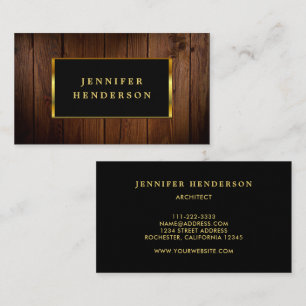 Modernes, elegantes Schwarz-Gold-Holzmuster berufl Visitenkarte