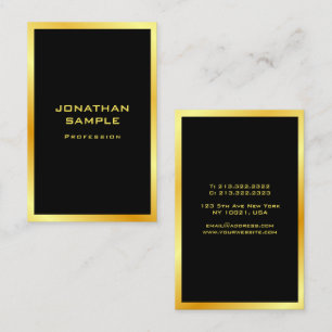 Modernes, elegantes Schwarz-Gold-Template Beruflic Visitenkarte