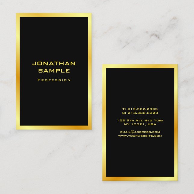 Modernes, elegantes Schwarz-Gold-Template Beruflic Visitenkarte (Vorne/Hinten)