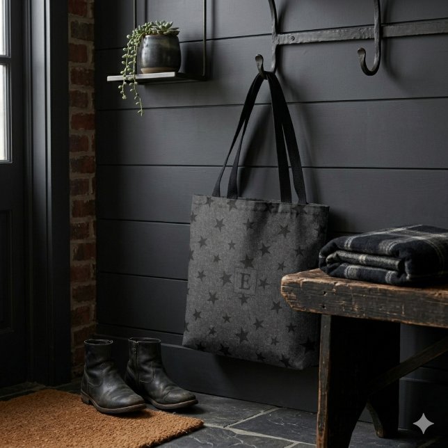 Modernes elegantes Schwarz-Sterne-Muster-Monogramm (Von Creator hochgeladen)