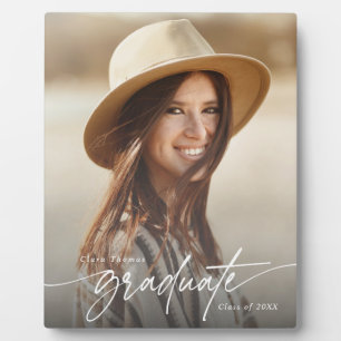 Modernes elegantes Schwarz-Weiß-Graduate-Foto Fotoplatte