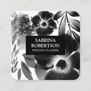 Modernes elegantes Schwarz-Weiß-Muster  Quadratische Visitenkarte