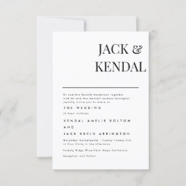 Modernes, elegantes Schwarz-Weiß-Personalisiert RSVP Karte