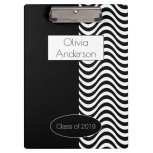 Modernes elegantes Schwarz-Weiß-Streifen-Muster Klemmbrett