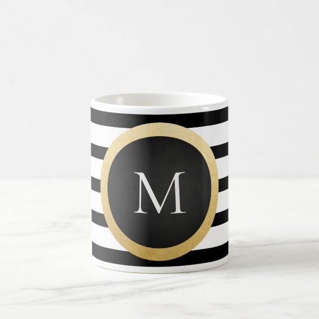 Modernes elegantes Schwarz-weißes Kaffeetasse (Mittel)