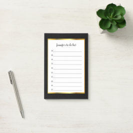 Modernes, elegantes Schwarzes Gold mit Monogramm Post-it Klebezettel