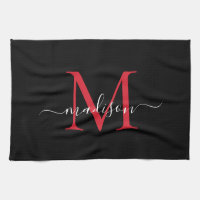 Modernes, elegantes Schwarzes Rotes Burgundy Monog