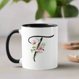 Modernes, elegantes Schwarzes Skript Initial "F" f Tasse