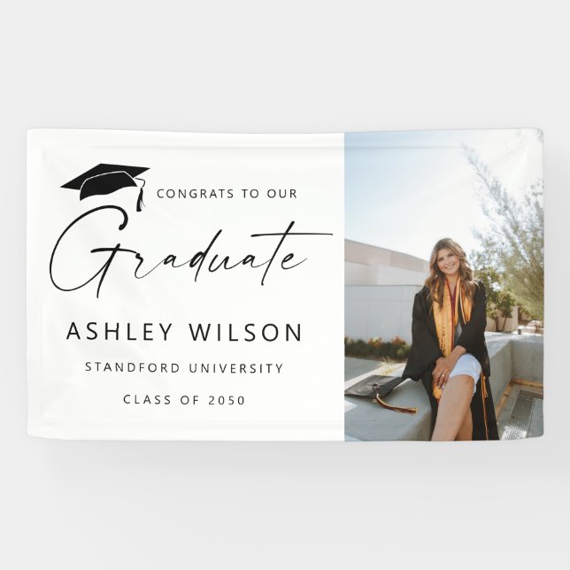 Modernes, elegantes Script 1 Foto Abschluss Banner (Horizontal)