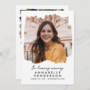 Modernes, elegantes Script 2-Foto-Beerdigung/Geden Dankeskarte