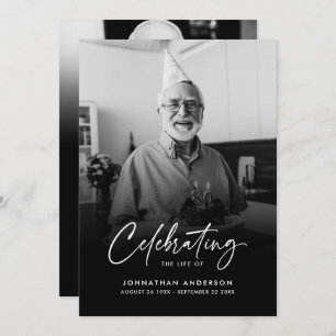 Modernes, elegantes Script 2-Foto-Beerdigung/Geden Dankeskarte