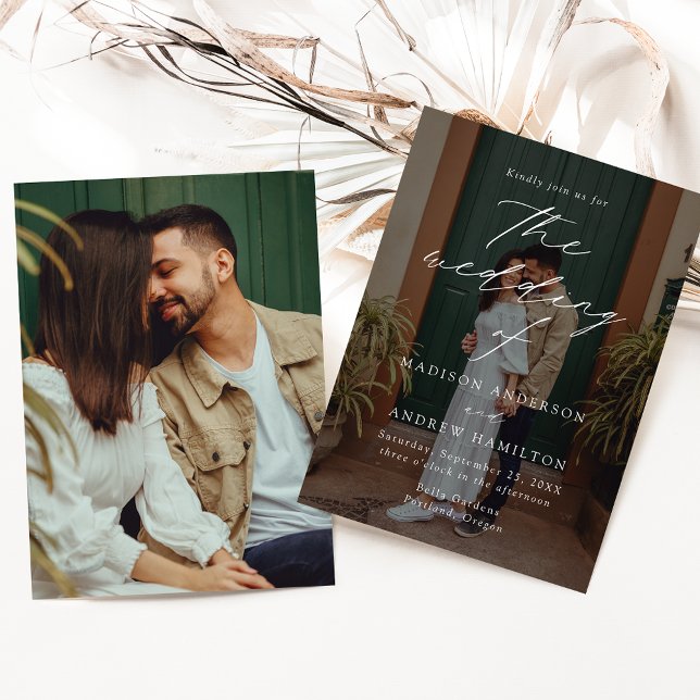 Modernes, elegantes Script 2 Foto Wedding Einladung (Von Creator hochgeladen)