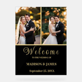 Modernes, elegantes Script 2 Foto Wedding Willkomm Acrylschild