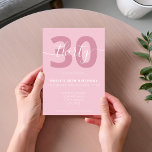 Modernes, elegantes Script 30. Geburtstagseinladun Einladung<br><div class="desc">Moderne Pastel Pink 30. Geburtstag Einladung. Minimalistisches 30. Geburtstag Einladung Design mit eleganten Kalligraphie handgeschriebenen Skript-Schriftart.</div>